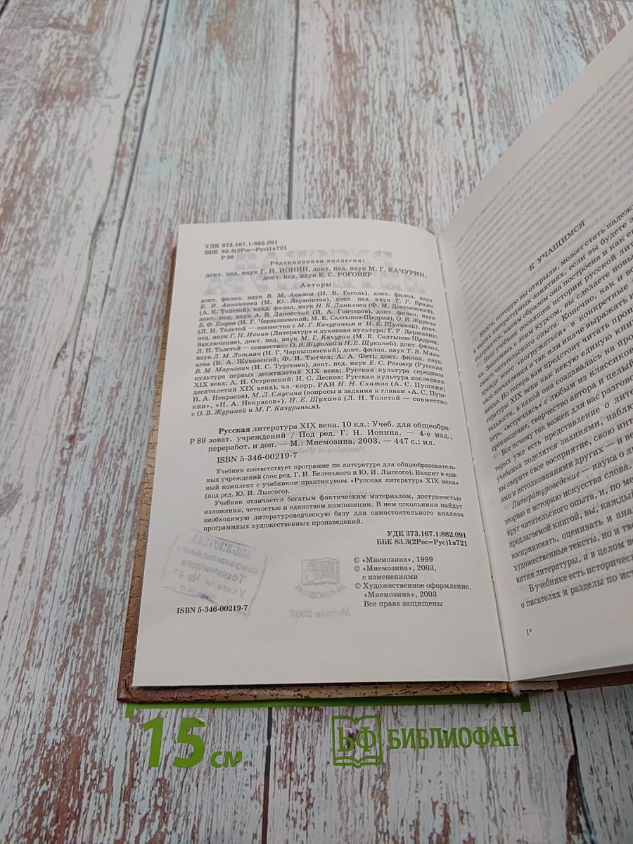Русская литература XIX века 10 класс Учебник