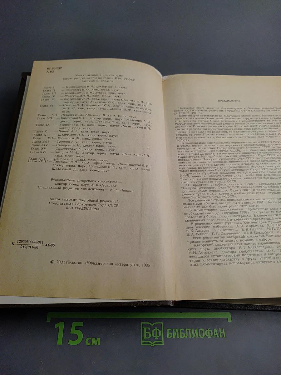 Комментарий к законодательству о труде