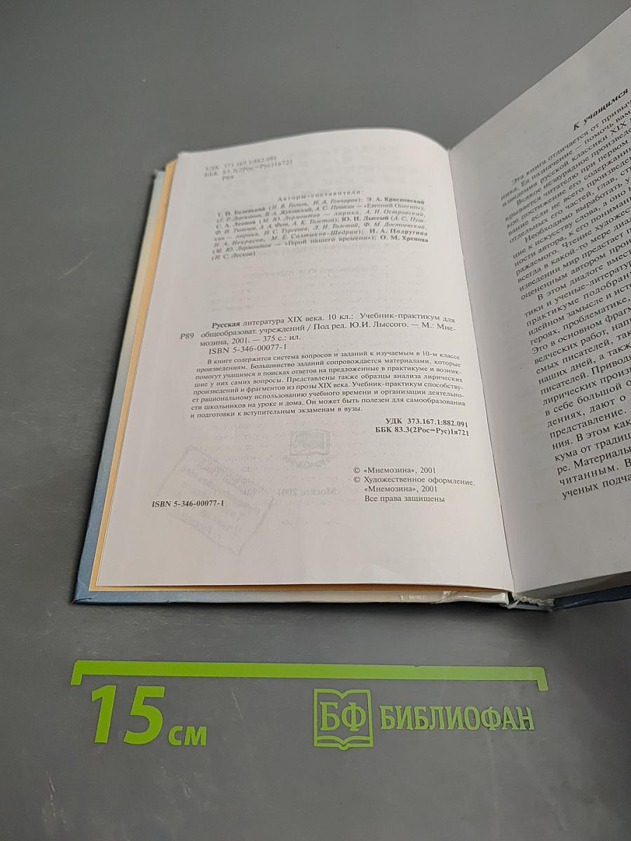 Русская литература XIX века 10 класс Учебник-практикум
