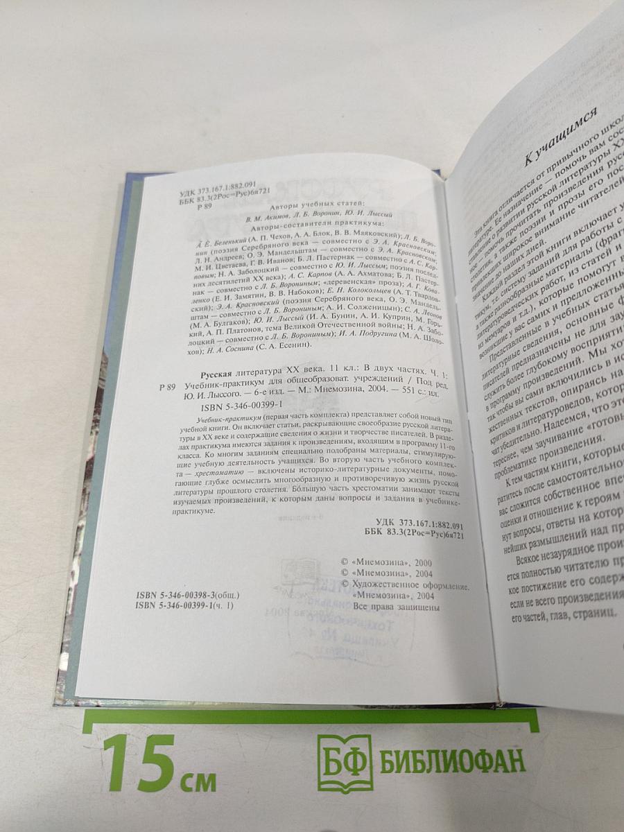 Русская литература XX века. 11 класс. Часть I