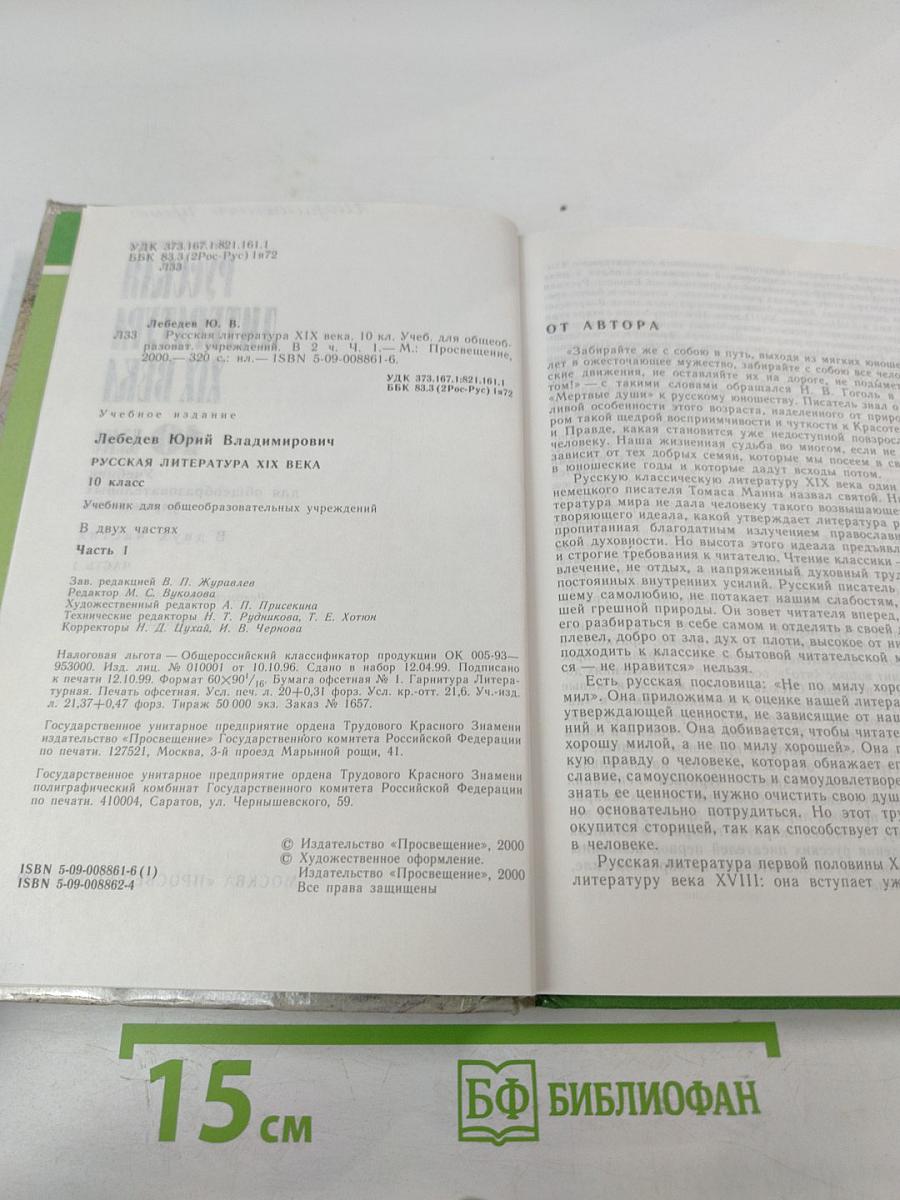 Русская литература XIX века. 10 класс. Часть 1