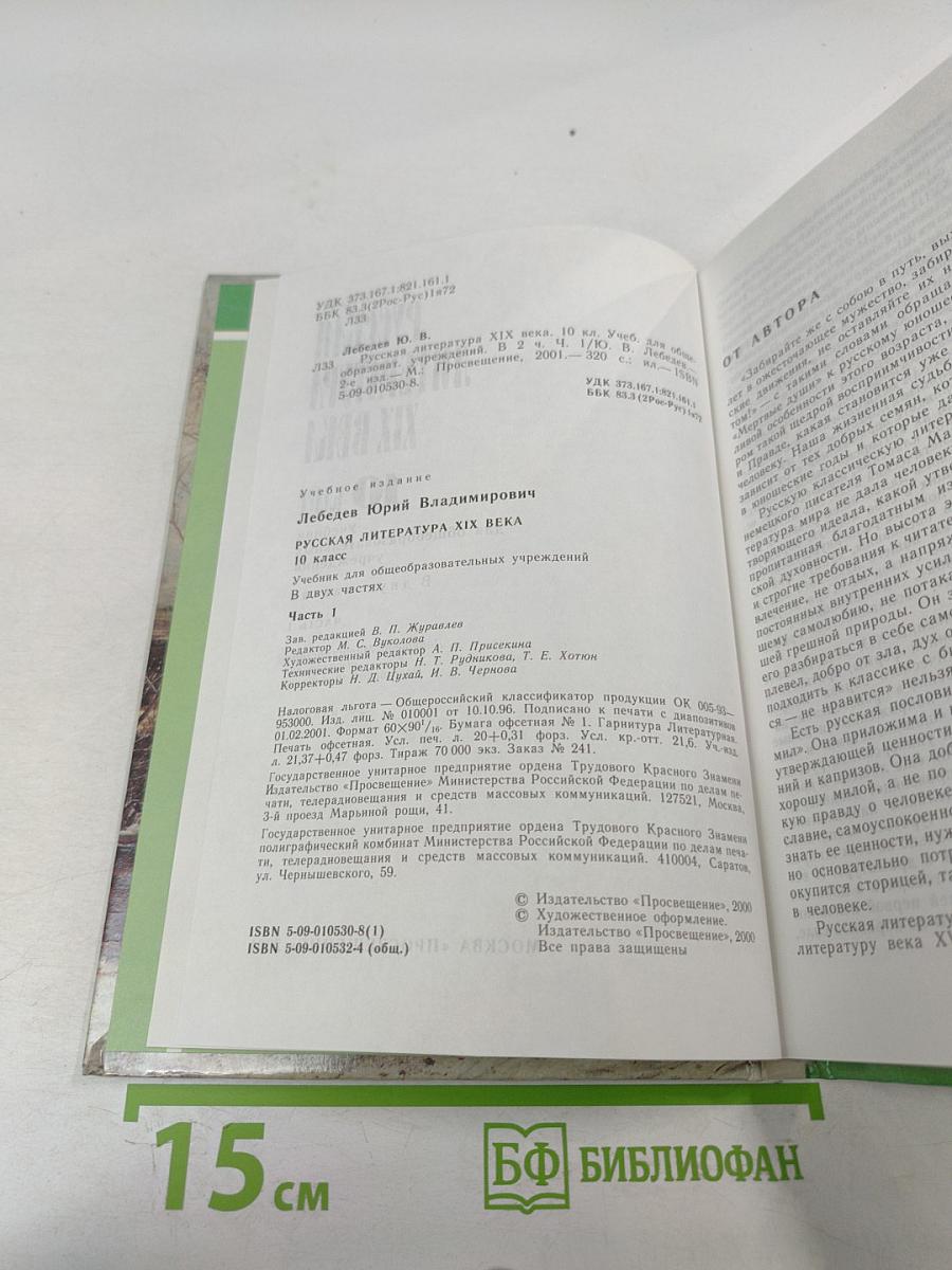 Русская литература XIX века. 10 класс. Часть 1