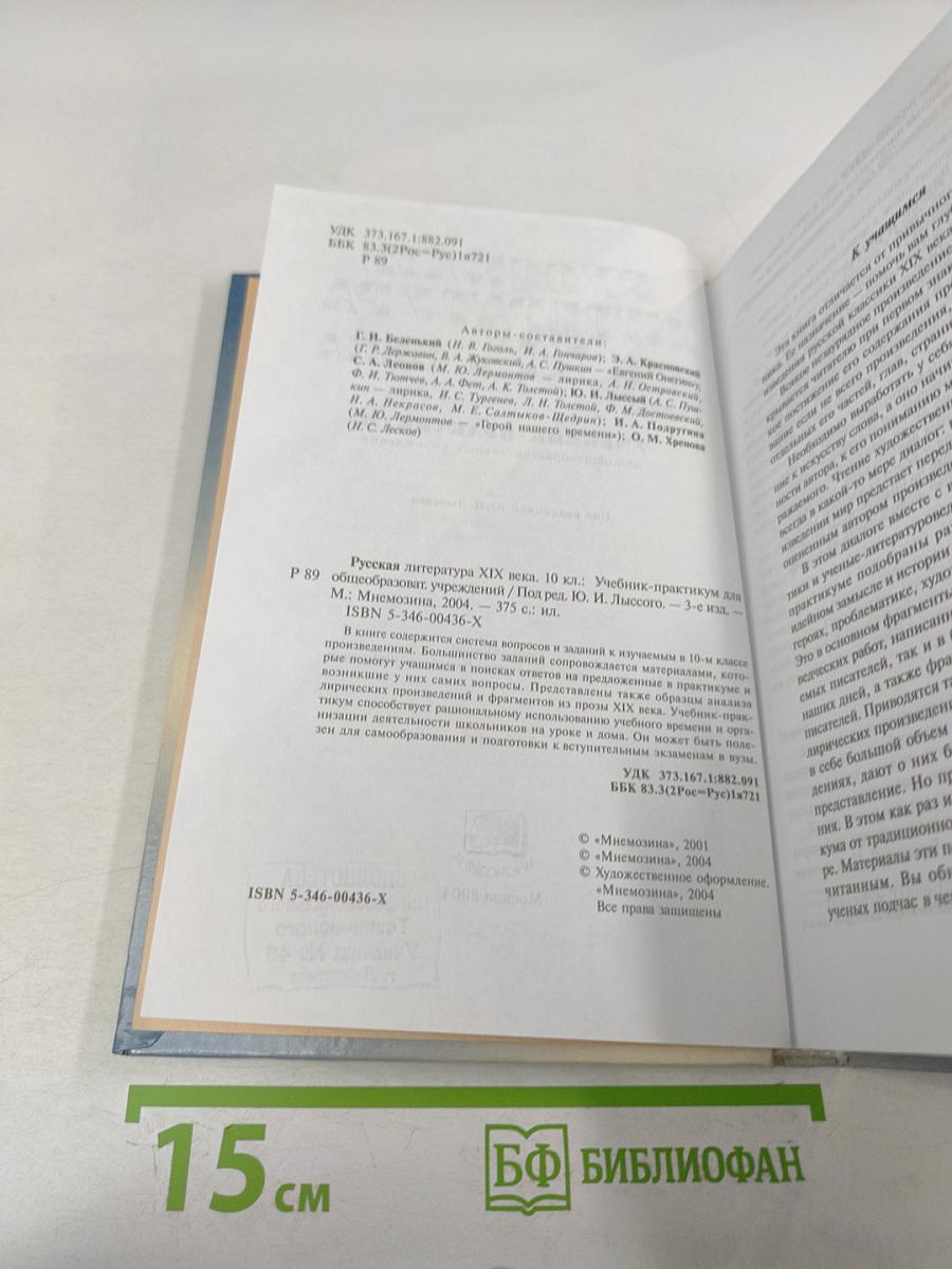 Русская литература XIX века. 10 класс. Учебник-практикум