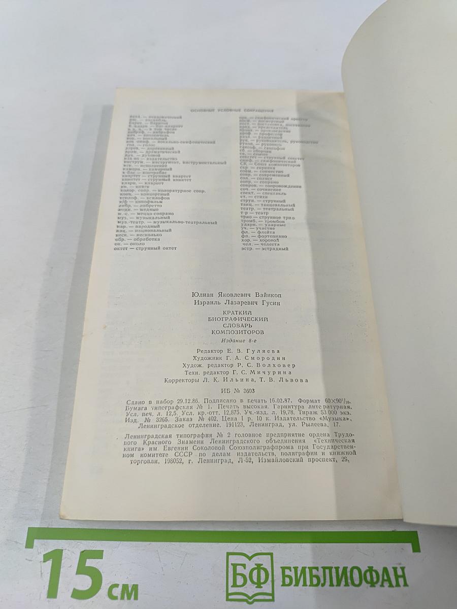 Краткий биографический словарь композиторов