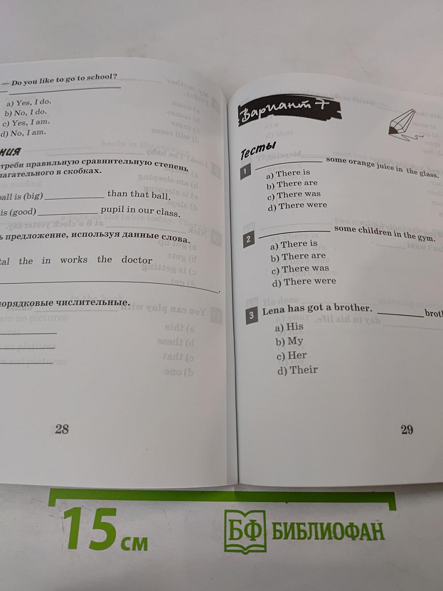 Английский язык. Итоговая аттестация. 4 класс. Грамматика. Тестовые задания
