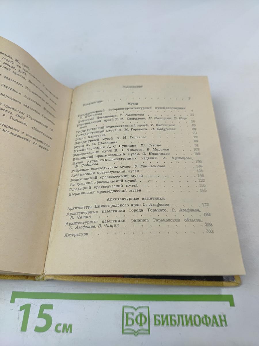 Музеи и архитектурные памятники Горьковской области