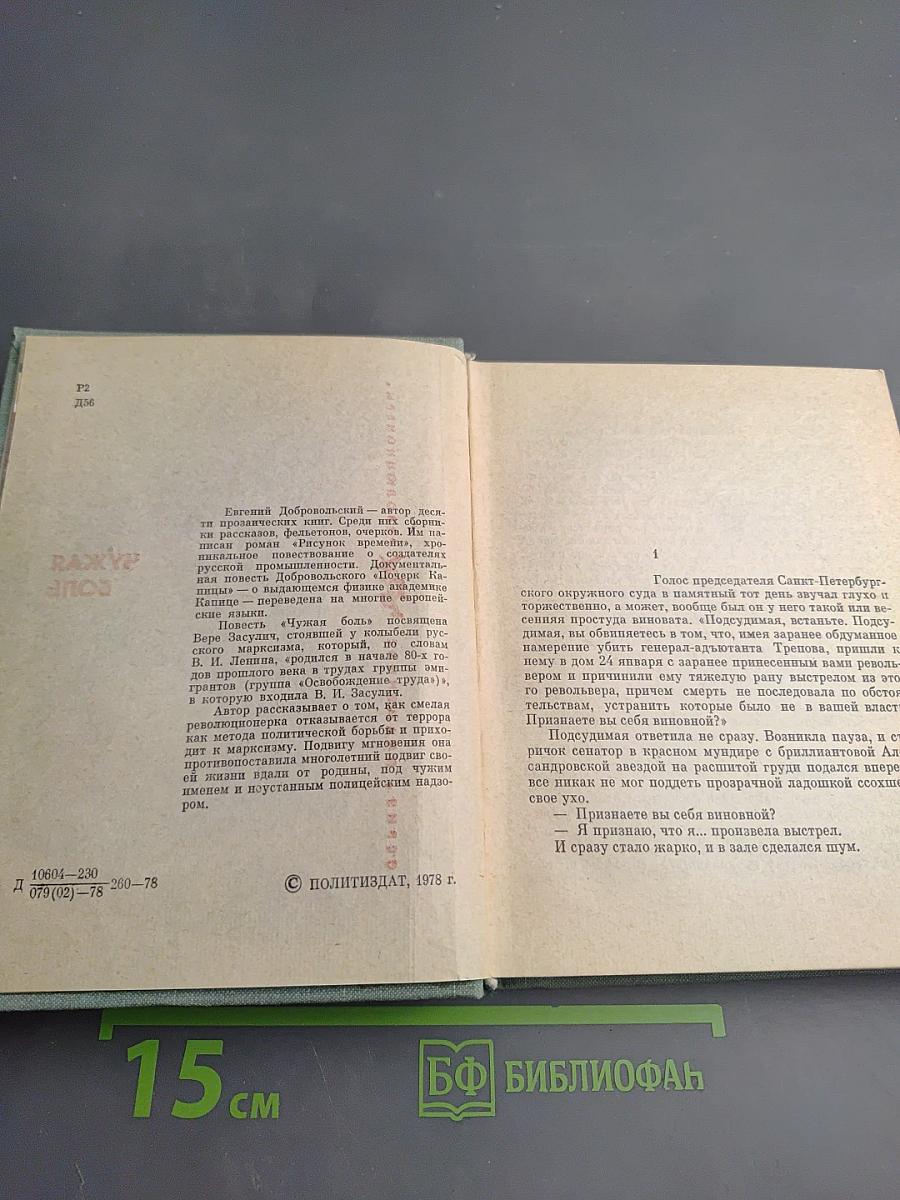 Чужая боль. Повесть о Вере Засулич