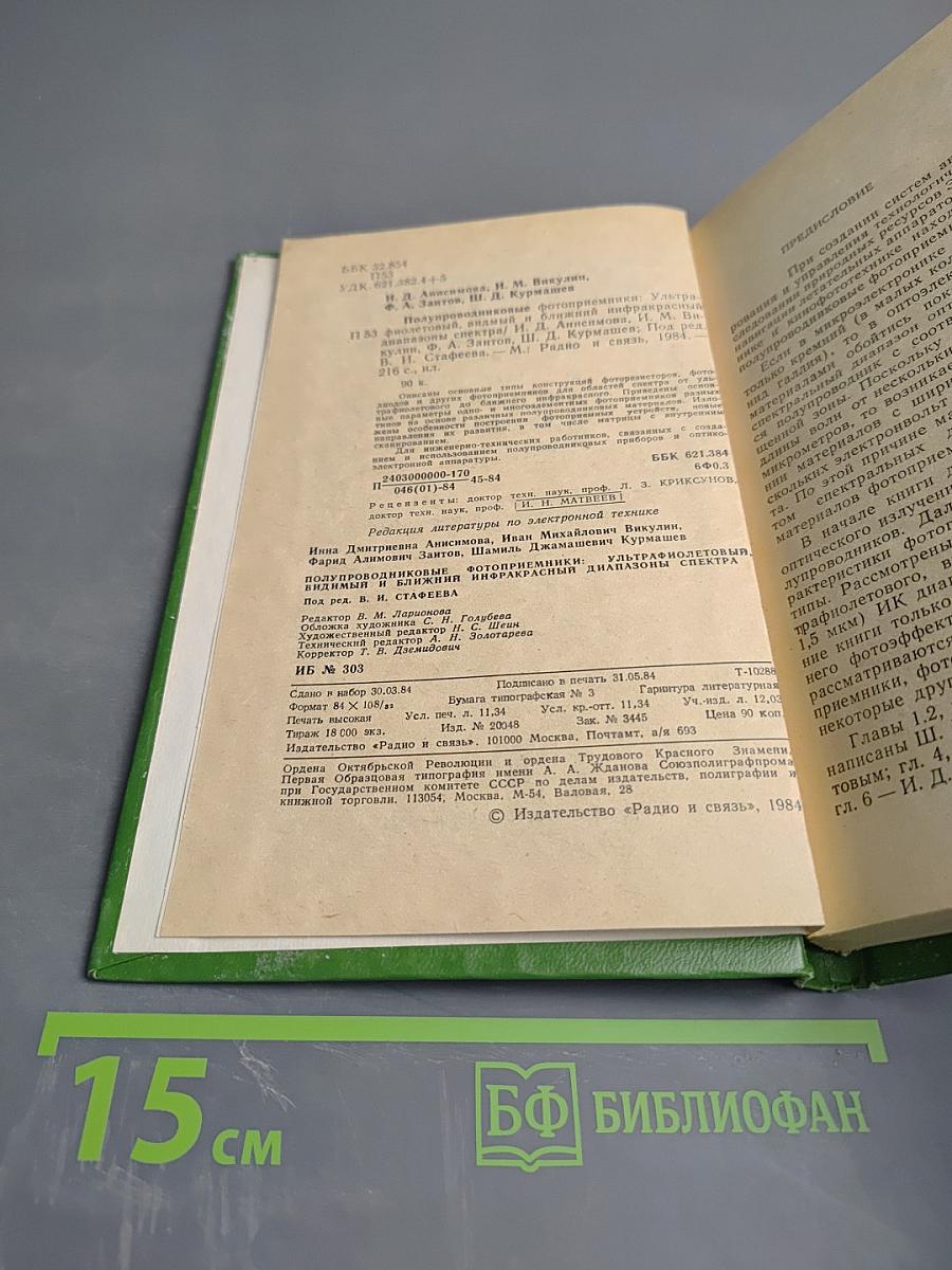 Полупроводниковые фотоприемники: ультрафиолетовый, видимый и ближний инфракрасный диапазоны спектра