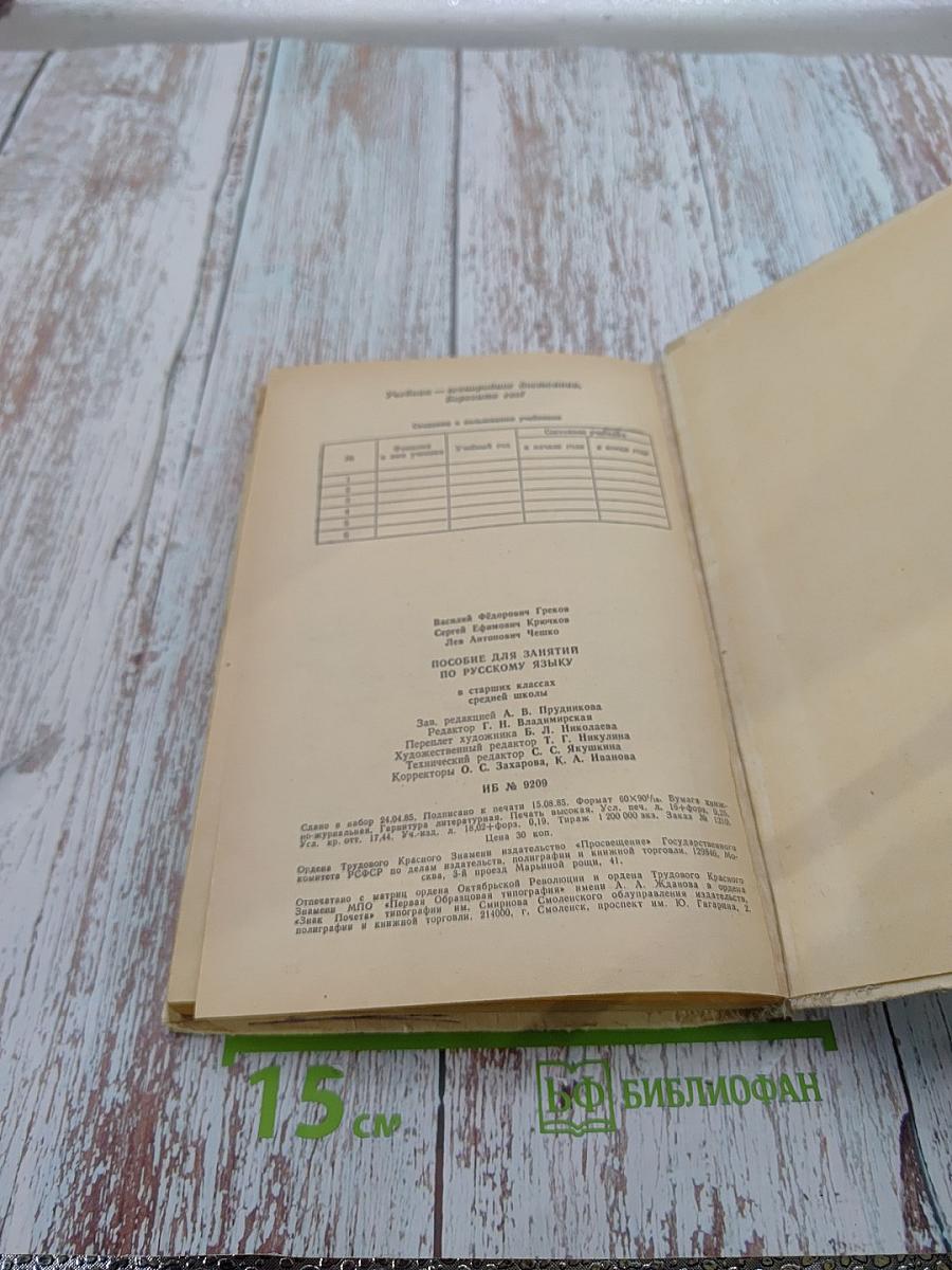 Пособие для занятий по русскому языку в старших классах средней школы