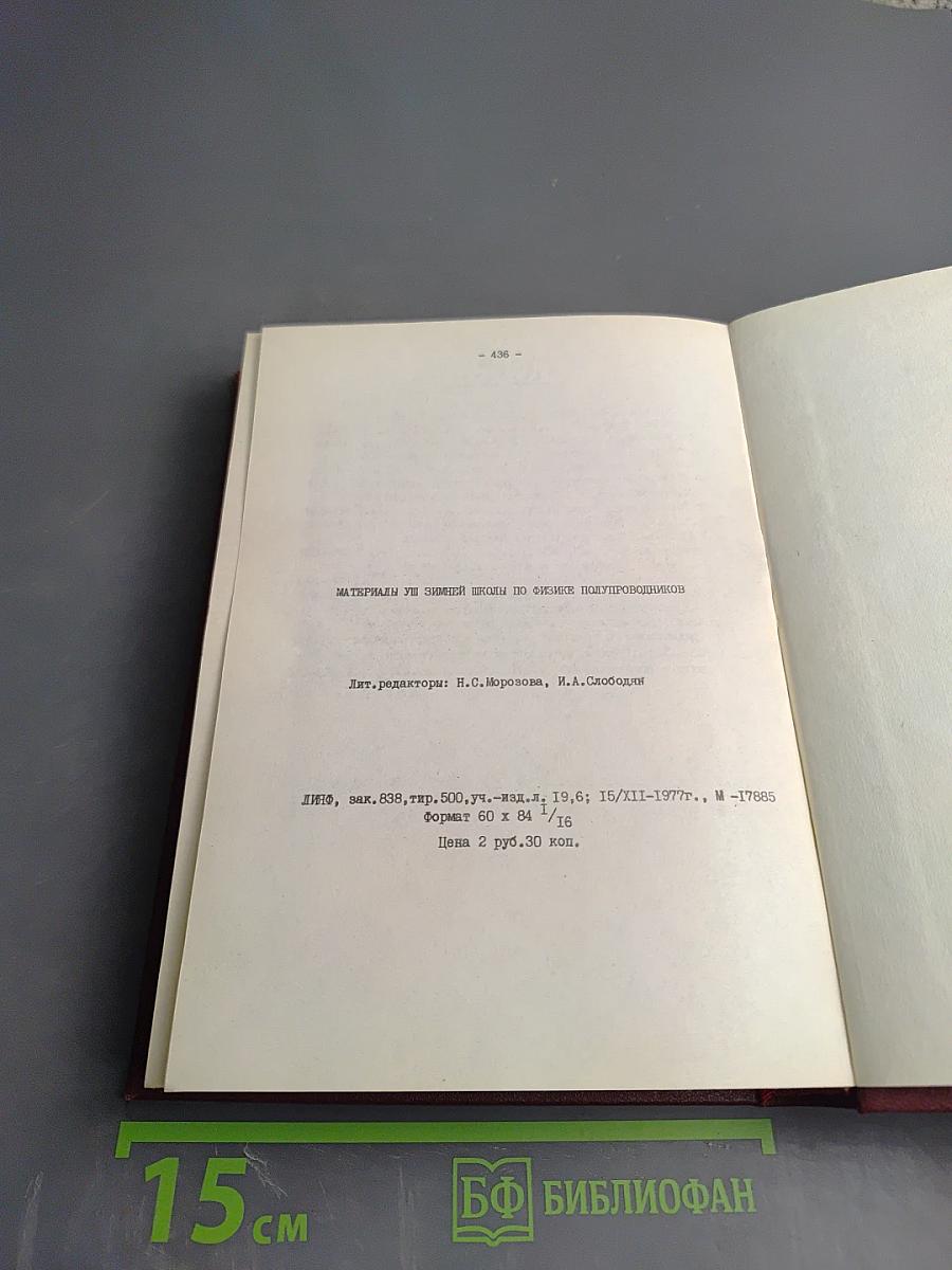 Материалы Восьмой Зимней Школы по Физике Полупроводников