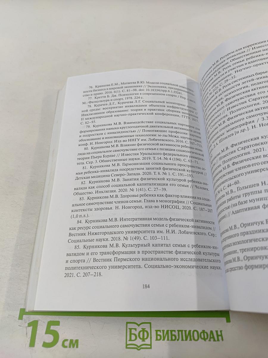 Интегративная модель реализации физической активности ребенка-инвалида как ресурс социального самочувствия его семьи