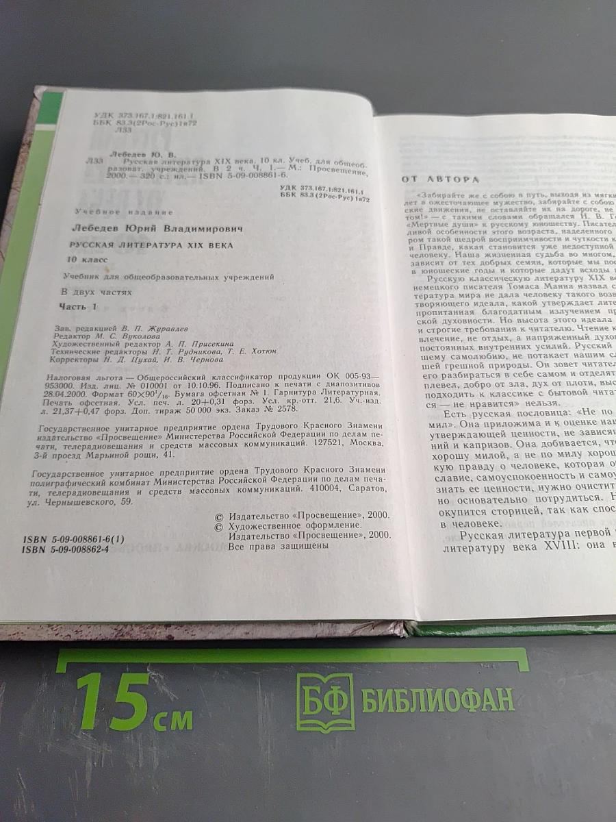 Русская литература XIX века 10 класс Часть 1