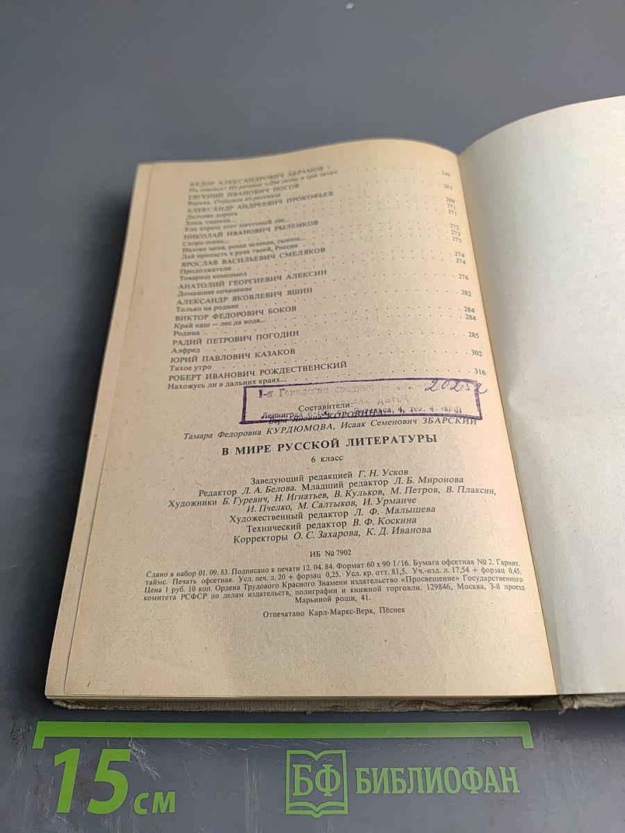 В мире русской литературы. Книга для внеклассного чтения. 6 класс