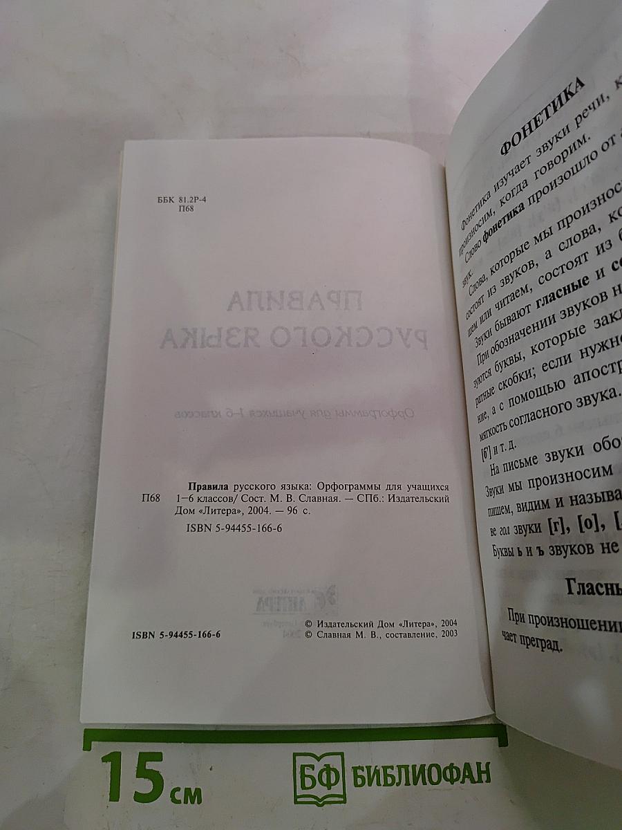 Правила русского языка. Орфограммы для учащихся 1-6 классов