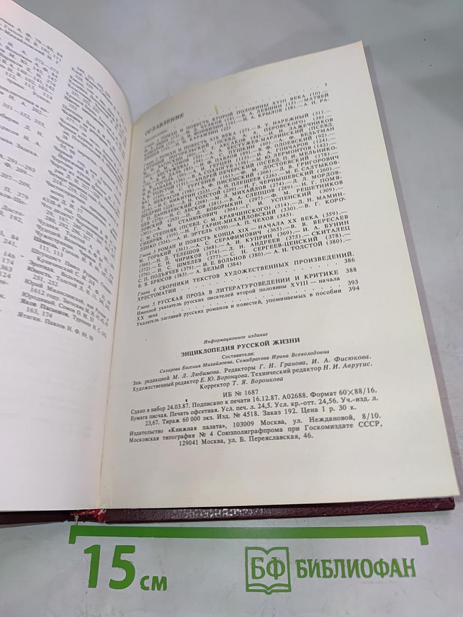 Энциклопедия русской жизни. Роман и повесть в России второй половины XVIII - начала XX века