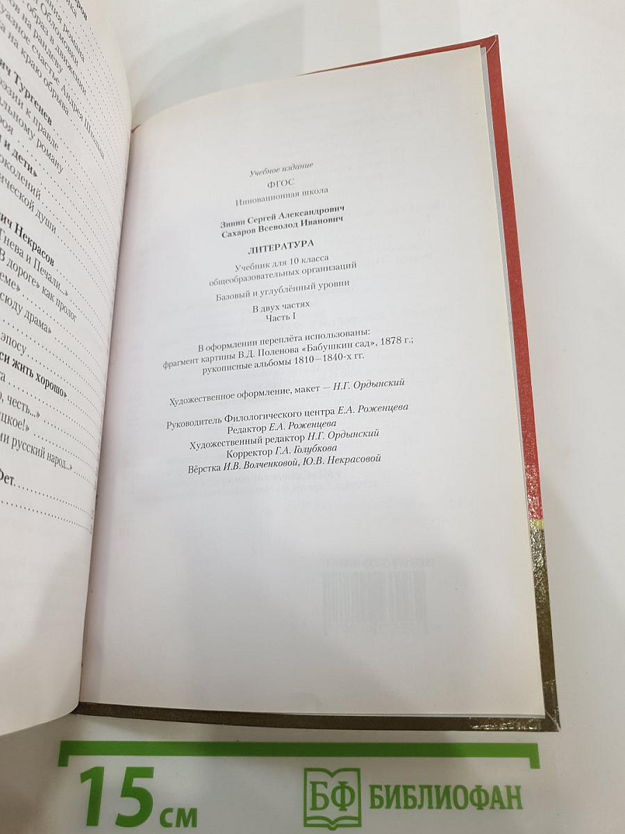 Литература. Учебник для 10 класса. Часть I