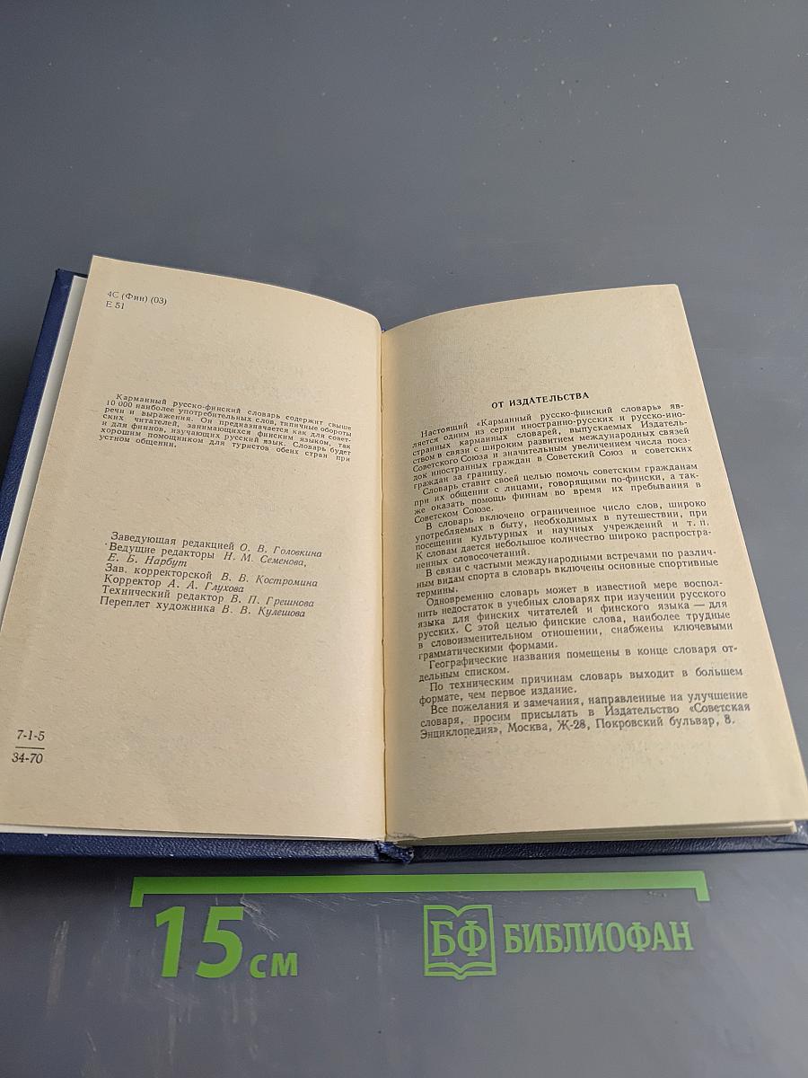 Карманный русско-финский словарь