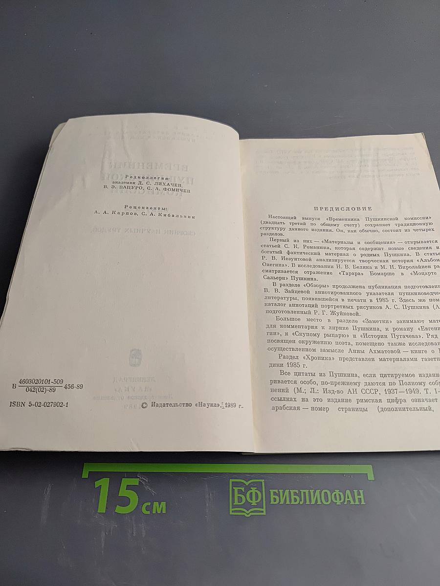 Временник Пушкинской комиссии. Выпуск 23. Сборник научных трудов
