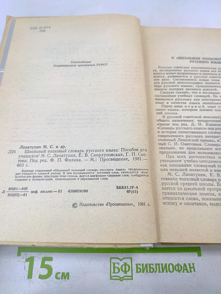 Школьный толковый словарь русского языка