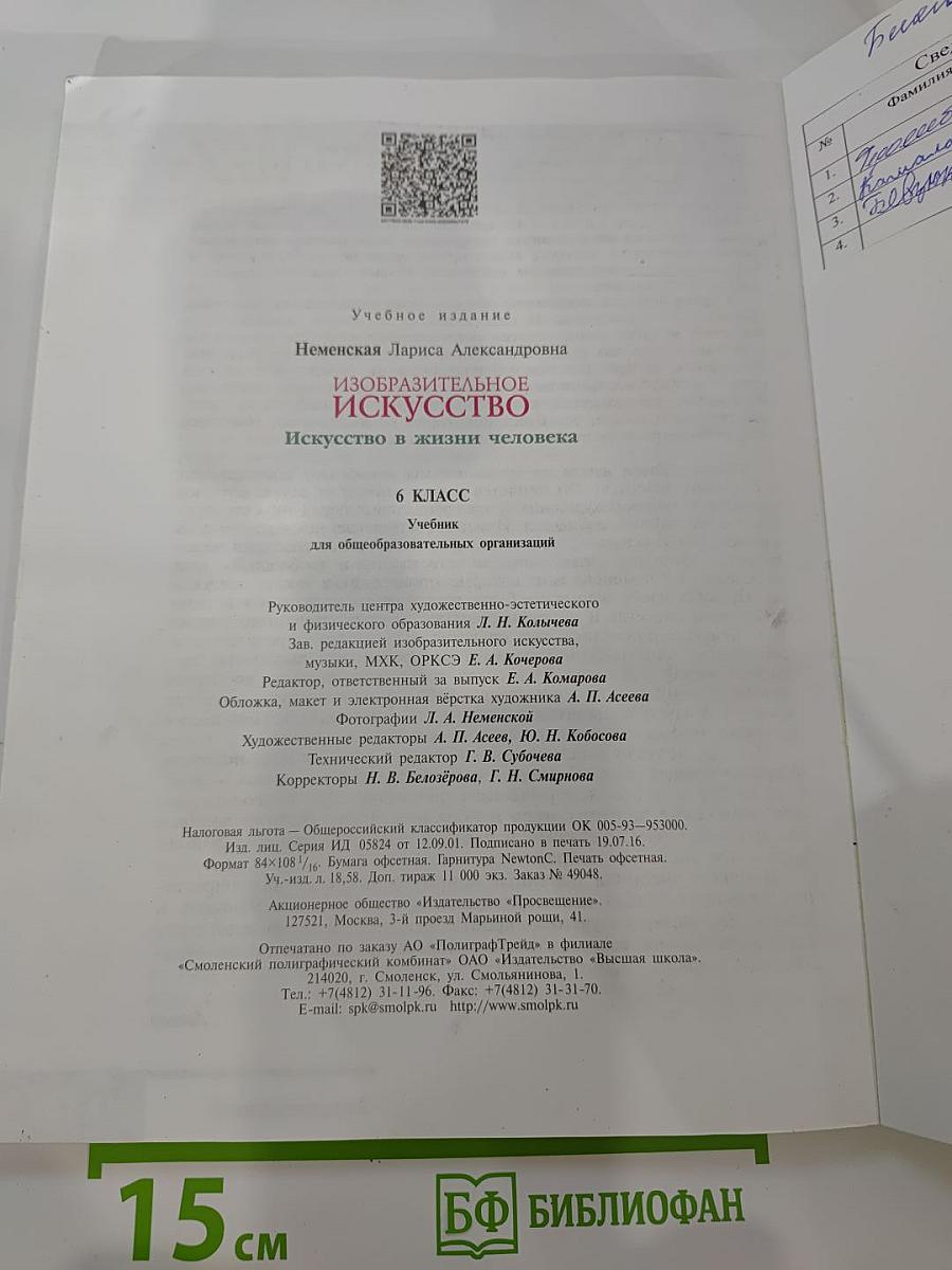 Изобразительное искусство. Искусство в жизни человека. 6 класс